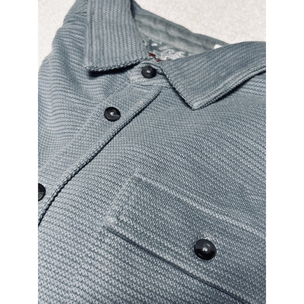 Robert Graham Brunner 2 Textured Knit Shirt Men L Slate Blue Flawless MSRP $198